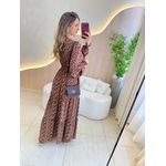 VESTIDO MANGA LONGA VALENTINA MARROM/OFF