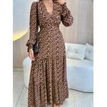 VESTIDO MANGA LONGA VALENTINA MARROM/OFF