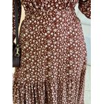 VESTIDO MANGA LONGA VALENTINA MARROM/OFF