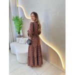 VESTIDO MANGA LONGA VALENTINA MARROM/OFF