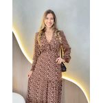 VESTIDO MANGA LONGA VALENTINA MARROM/OFF