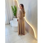 VESTIDO YASMIN CANELADO MANGA LONGA MARROM CLARO