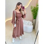 VESTIDO MIDI ALINE MARROM