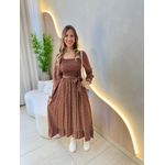 VESTIDO MIDI ALINE MARROM
