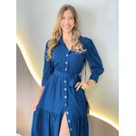 VESTIDO MIDI FLORA AZUL MARINHO