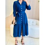 VESTIDO MIDI FLORA AZUL MARINHO