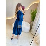 VESTIDO MIDI FLORA AZUL MARINHO
