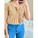BLUSA MANGA CURTA POLIANA MARROM