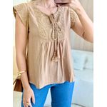 BLUSA MANGA CURTA POLIANA MARROM