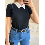 BLUSA MANGA CURTA PEDRARIA PRETO