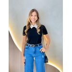 BLUSA MANGA CURTA PEDRARIA PRETO