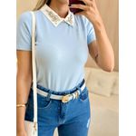 BLUSA MANGA CURTA PEDRARIA AZUL