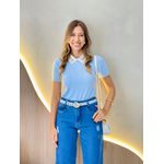 BLUSA MANGA CURTA PEDRARIA AZUL