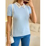 BLUSA MANGA CURTA PEDRARIA AZUL