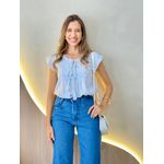BLUSA MANGA CURTA POLIANA AZUL