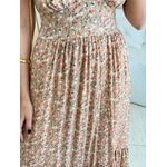 VESTIDO MIDI JAQUE NUDE FLORZINHA