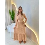 VESTIDO MIDI JAQUE NUDE FLORZINHA