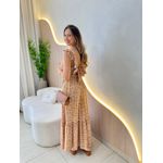 VESTIDO MIDI JAQUE NUDE FLORZINHA