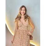 VESTIDO MIDI JAQUE NUDE FLORZINHA