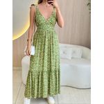 VESTIDO MIDI JAQUE VERDE FLORZINHA