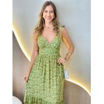 VESTIDO MIDI JAQUE VERDE FLORZINHA