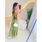VESTIDO MIDI JAQUE VERDE FLORZINHA
