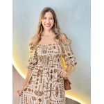 VESTIDO MIDI FERNANDA NUDE/MARROM