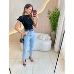 BLUSA ASSIMETRICA CANELADA PRETO