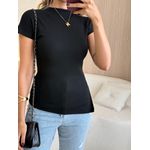 BLUSA ASSIMETRICA CANELADA PRETO