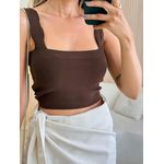 CROPPED FAIXA ALÇA TRICOT MODAL MARROM