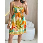 VESTIDO CURTO CLARISSE VERDE/LARANJA