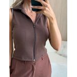 BLUSA CANELADA POLO MARROM