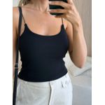 CROPPED CANELADO LIS PRETO