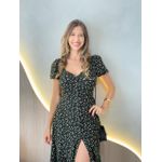 VESTIDO MIDI DANDARA PRETO FLORZINHA