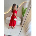 VESTIDO MIDI VIOLETA VERMELHO LISO