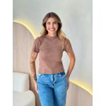BLUSA MANGA CURTA MARGARIDA MARROM
