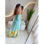 VESTIDO FERNANDA MANGA CURTA VERDE AGUA ESTAMPADO