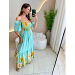 VESTIDO FERNANDA MANGA CURTA VERDE AGUA ESTAMPADO