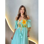 VESTIDO FERNANDA MANGA CURTA VERDE AGUA ESTAMPADO