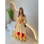 VESTIDO FERNANDA MANGA CURTA VERMELHO/LARANJA