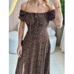 VESTIDO MIDI VIOLETA PRETO/LARANJA
