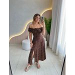 VESTIDO MIDI VIOLETA PRETO/LARANJA