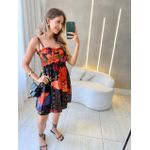 VESTIDO CURTO CLARISSE PRETO/LARANJA
