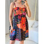 VESTIDO CURTO CLARISSE PRETO/LARANJA