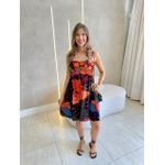 VESTIDO CURTO CLARISSE PRETO/LARANJA