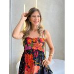 VESTIDO CURTO CLARISSE PRETO/LARANJA