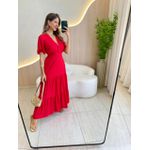 VESTIDO VALENTINA MANGA CURTA VERMELHO LISO