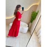 VESTIDO VALENTINA MANGA CURTA VERMELHO LISO