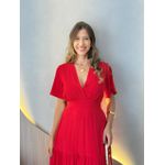 VESTIDO VALENTINA MANGA CURTA VERMELHO LISO