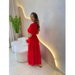 VESTIDO VALENTINA MANGA CURTA VERMELHO LISO